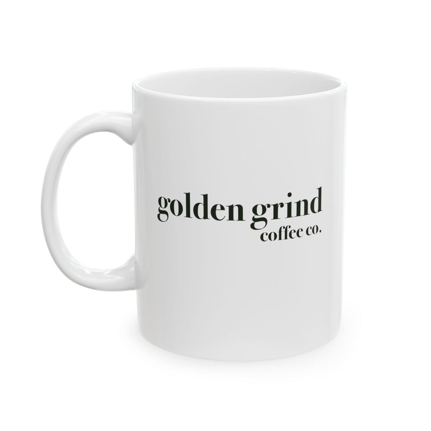 Golden Grind Coffee Mug - White & Green